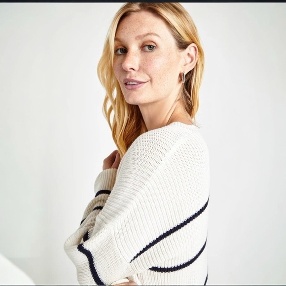 Splendid Parker Drop-Shoulder Stripe Loose Fit Casual Crewneck Sweater Size XS - Picture 9 of 13